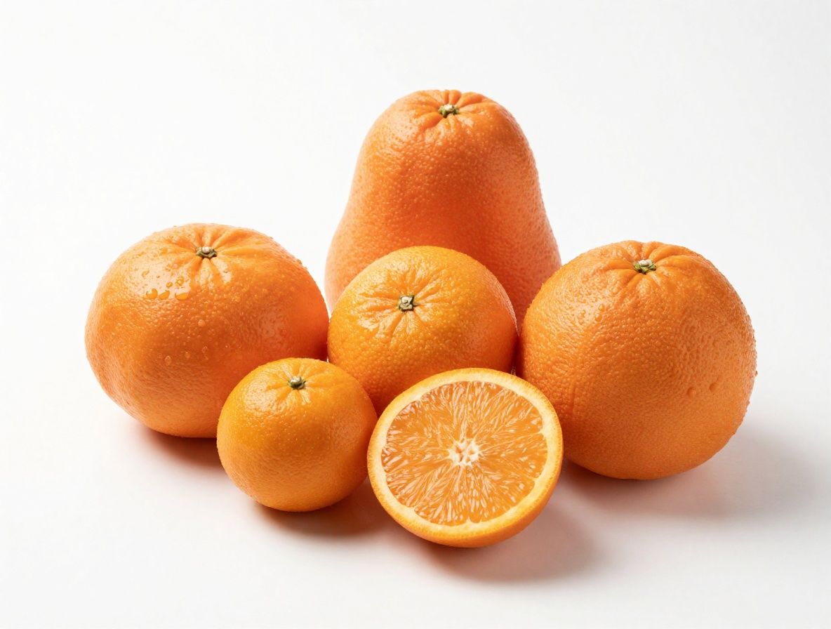 Kolorowa różnorodna kolekcja świeżych owoców i warzyw bogatych w witaminy, od pomarańcz po brokuły i jagody, ułożona na białym tle, widok z góry